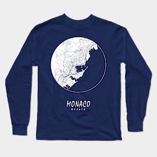 Monaco City Map - Full Moon Long Sleeve T-Shirt